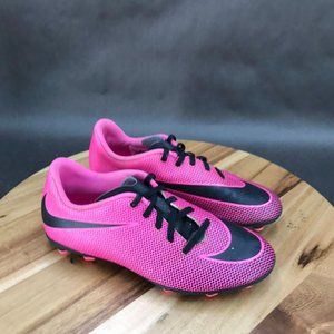 Nike Bravata II Firm Ground Pink Black Soccer Cleats Lace Up Youth Size 6Y